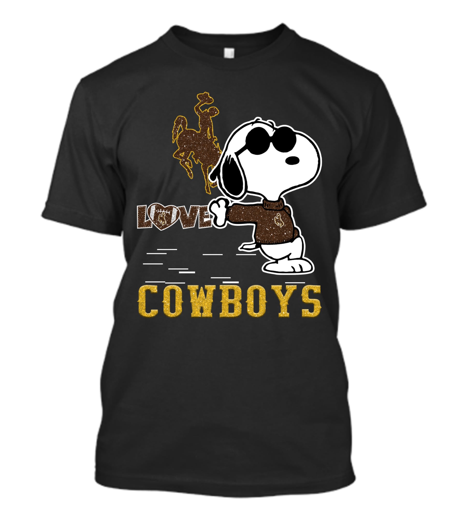 Snoopy Love Wyoming Cowboys Football Peanuts Character T-Shirt