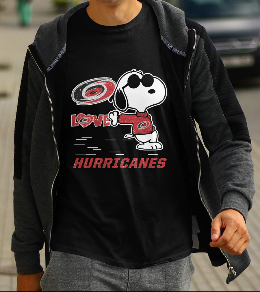 Snoopy Love Carolina Hurricanes Peanuts Hockey Fans T-Shirt