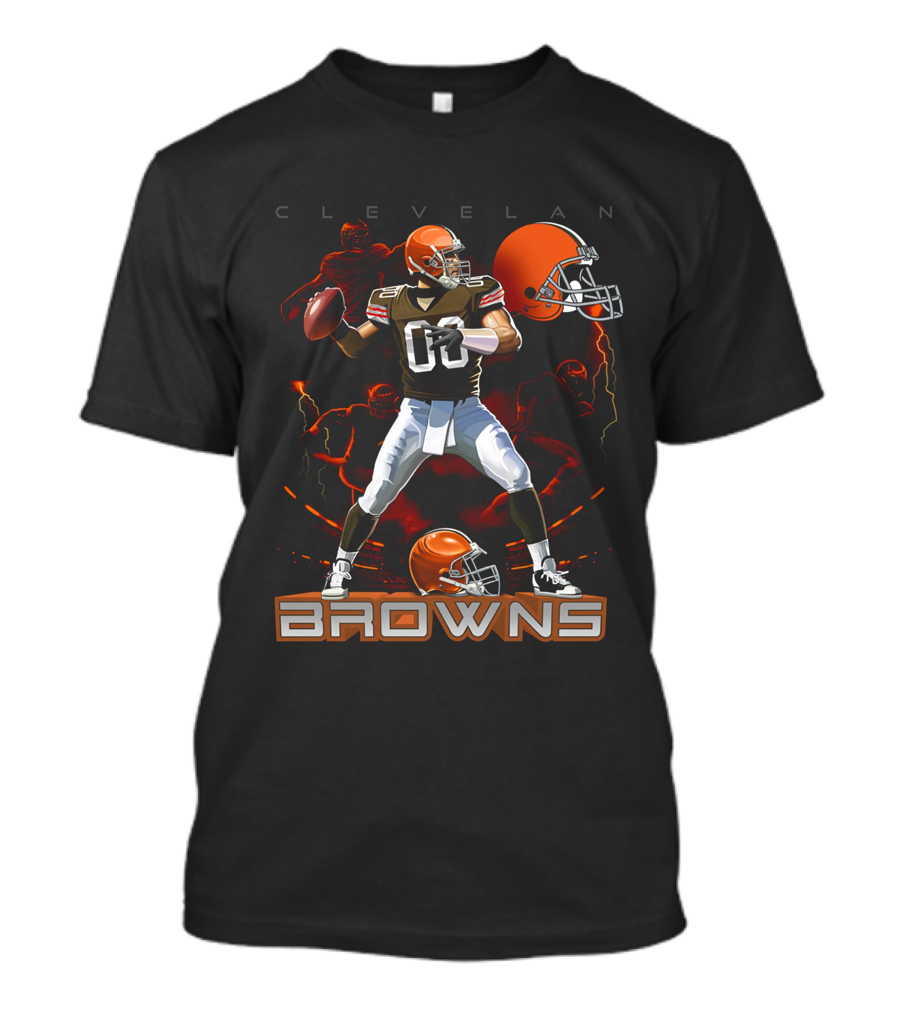 Cleveland Browns Football Quarterback Helmet Graphics T-Shirt