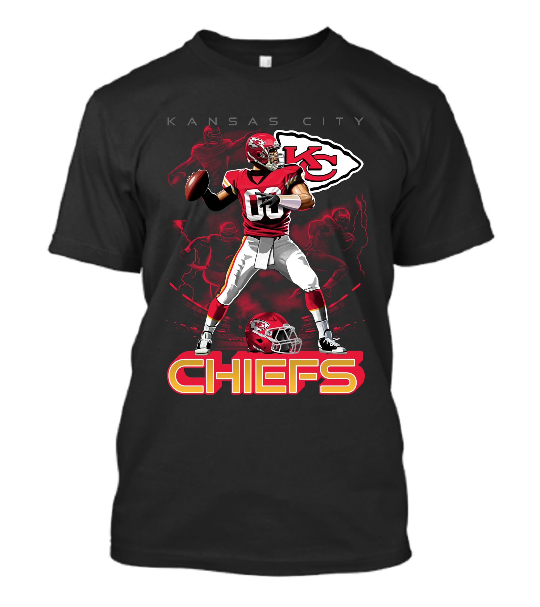 Kansas City Chiefs Football Player With Kc Helmet T-Shirt