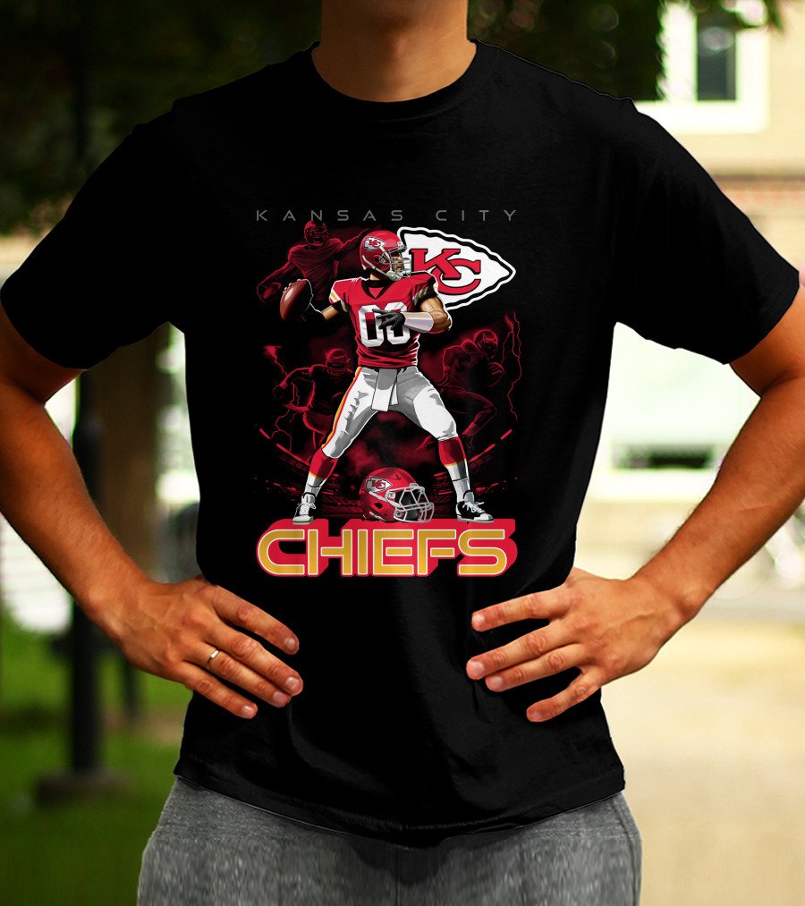 Kansas City Chiefs Football Player With Kc Helmet T-Shirt