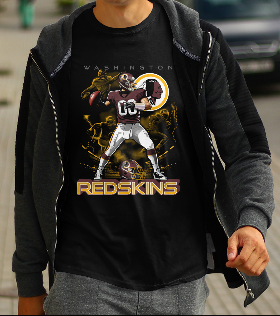 Washington Redskins Football Player With Team Logo And Helmet T-Shirt