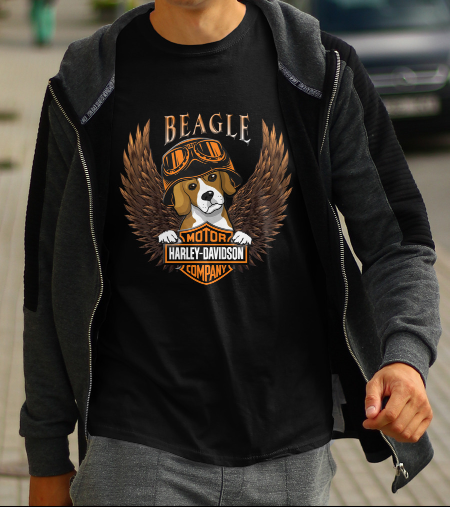 Beagle Harley Davidson Motor Company Winged T-Shirt