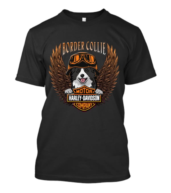 Border Collie Harley Davidson Motor Company Wings Goggles T-Shirt