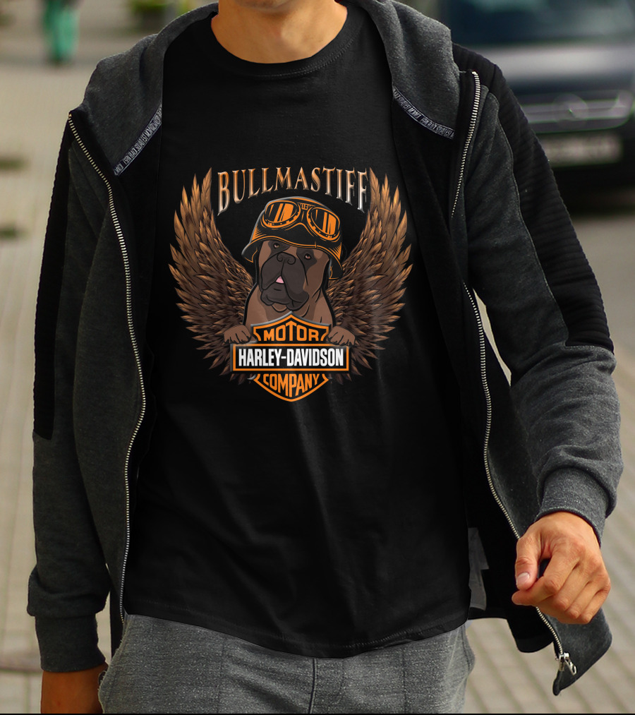 Bullmastiff Harley Davidson Motor Company Wings T-Shirt