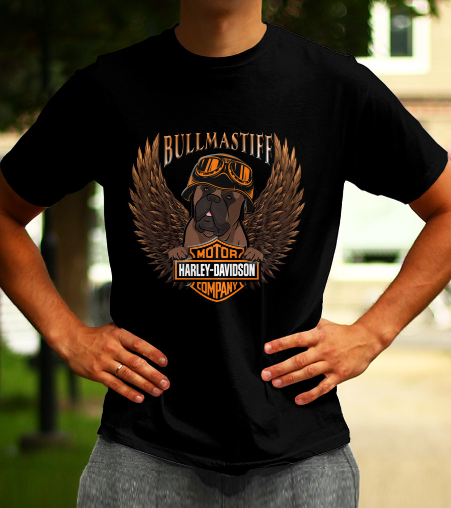Bullmastiff Harley Davidson Motor Company Wings T-Shirt