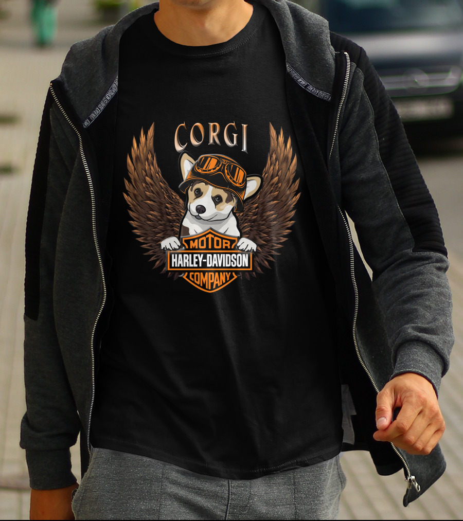 Corgi Harley Davidson Motor Company Winged Goggles T-Shirt