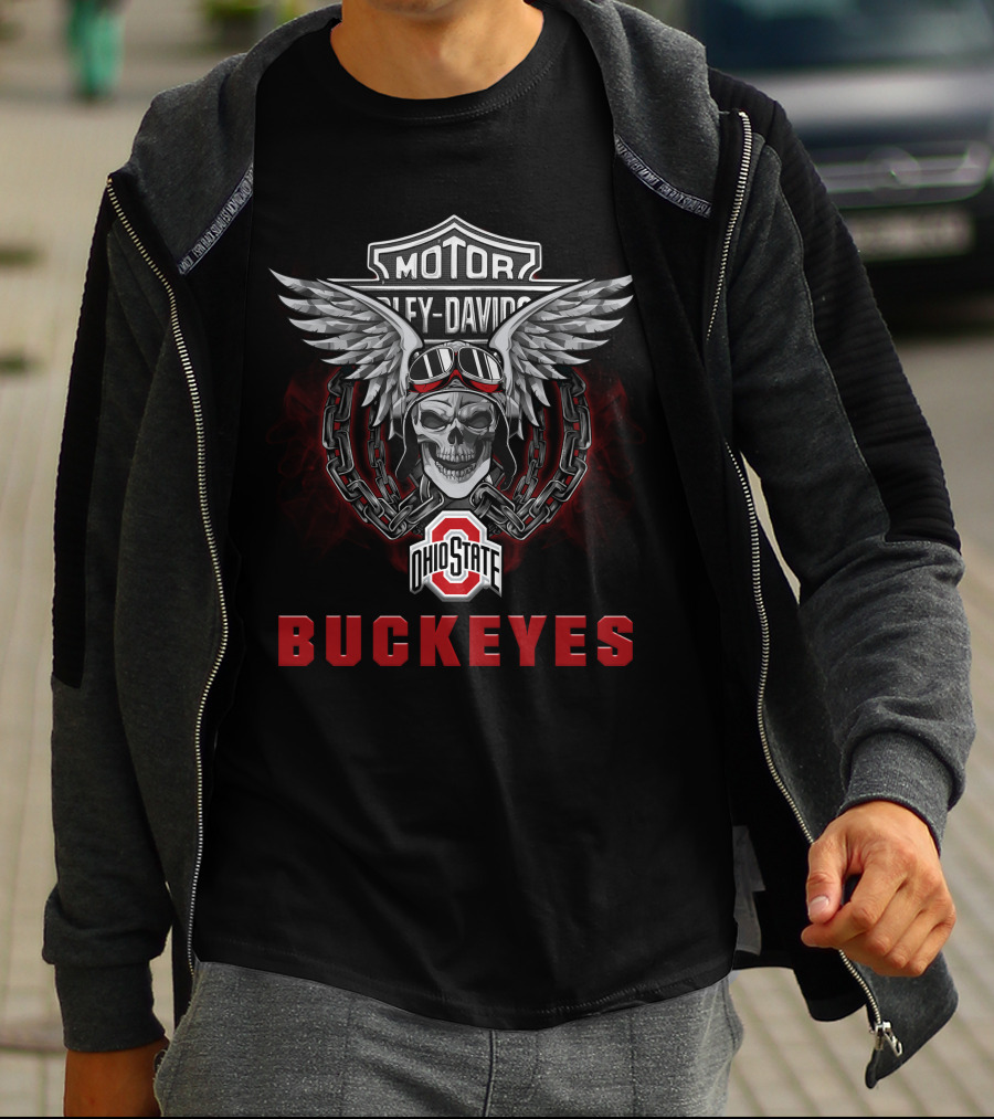 Motör Harley Davidson Buckeyes Ohio State Ncaa Football Fans T-Shirt
