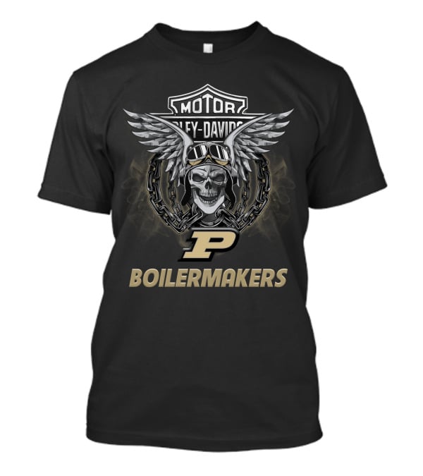 Harley Davidson Purdue Boilermakers Ncaa Football Skull Wings T-Shirt