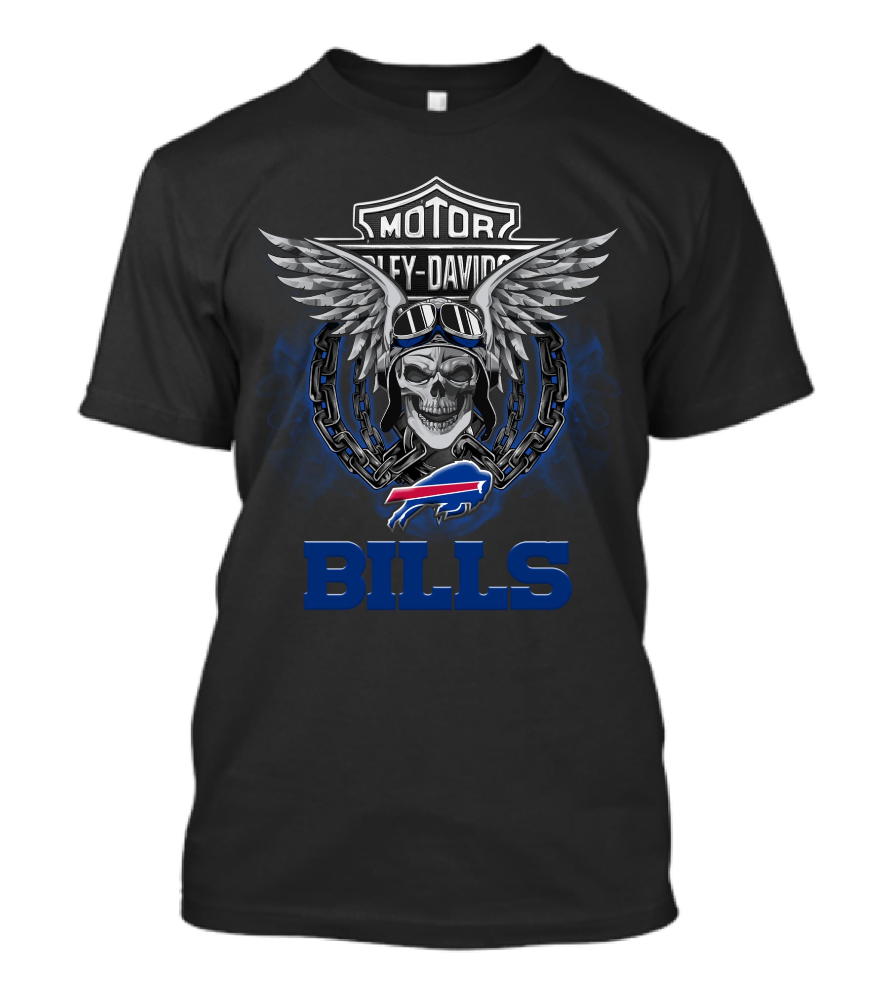 Motor Harley Davidson Buffalo Bills Nfl Football Fans Skull Wings T-Shirt