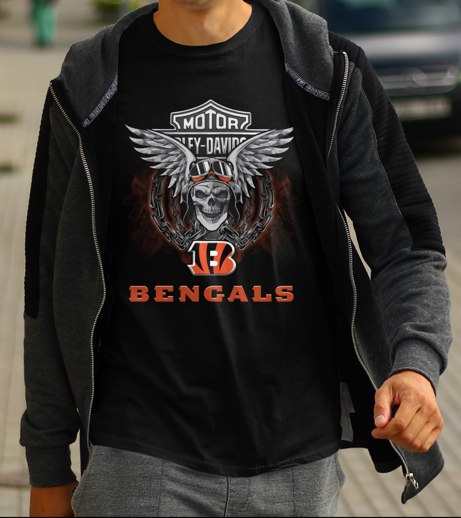 Motor Harley Davidson Bengals Nfl Football Fans T-Shirt