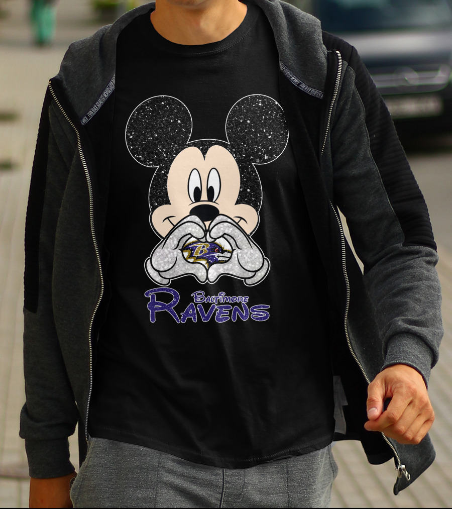Mickey Baltimore Ravens Love Heart T-Shirt