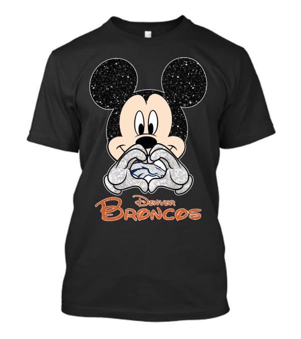 Mickey Denver Broncos Heart Hands T-Shirt