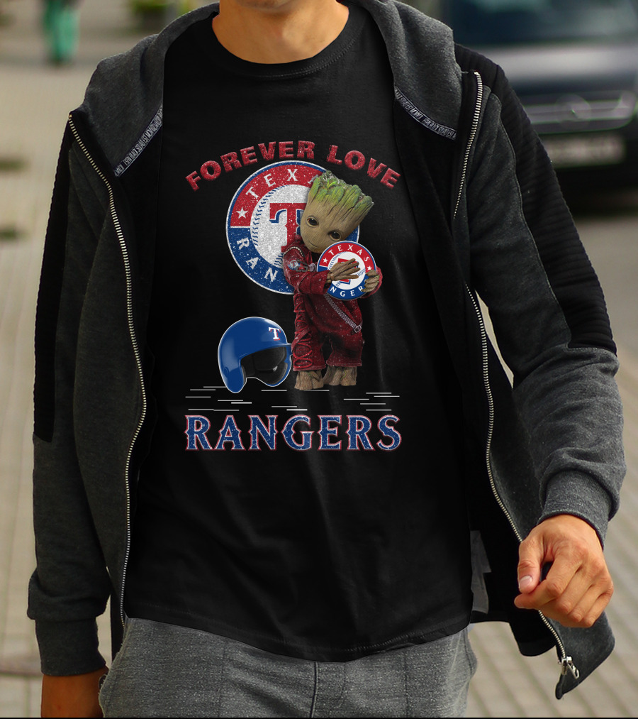 Forever Love Texas Rangers MLB Fans Groot Ranger Spirit T-Shirt