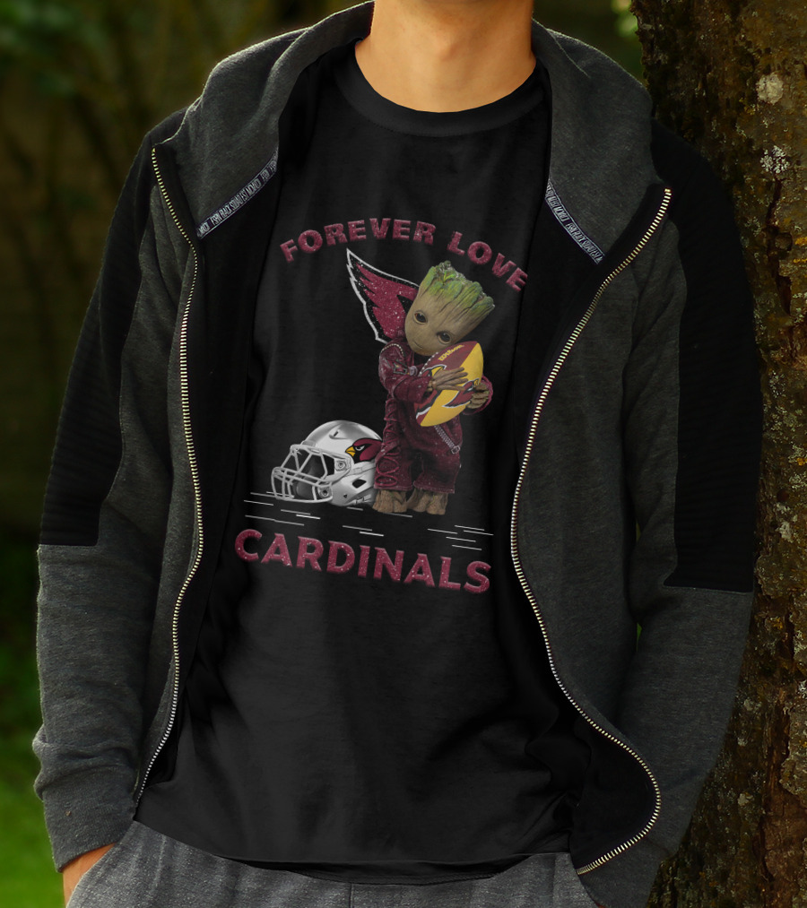 Forever Love Cardinals Groot Holding Football Helmet T-Shirt