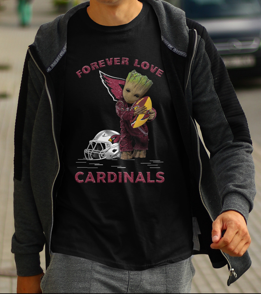 Forever Love Cardinals Groot Holding Football Helmet T-Shirt