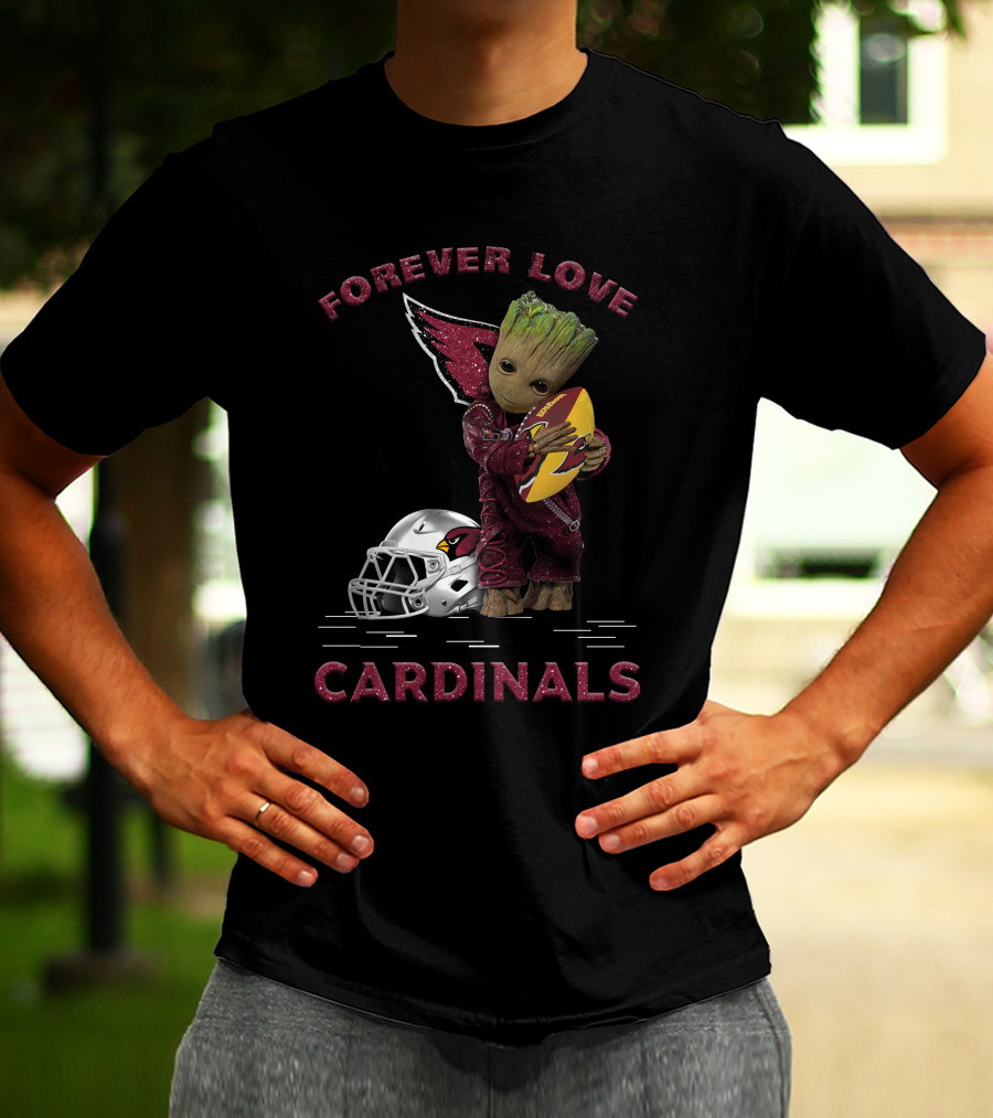 Forever Love Cardinals Groot Holding Football Helmet T-Shirt