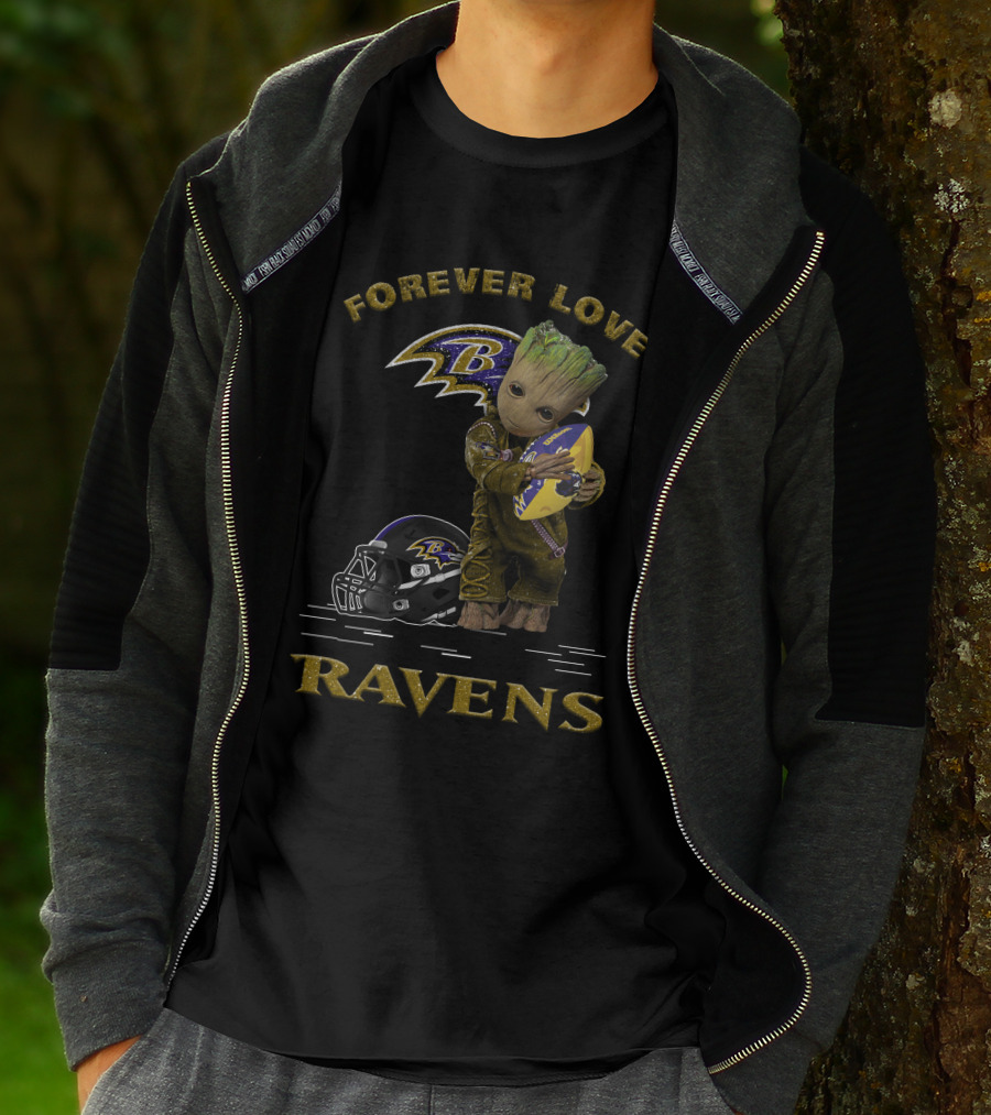 Forever Love Ravens Groot Football Baltimore T-Shirt