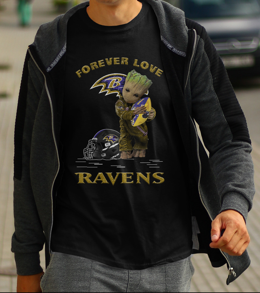 Forever Love Ravens Groot Football Baltimore T-Shirt