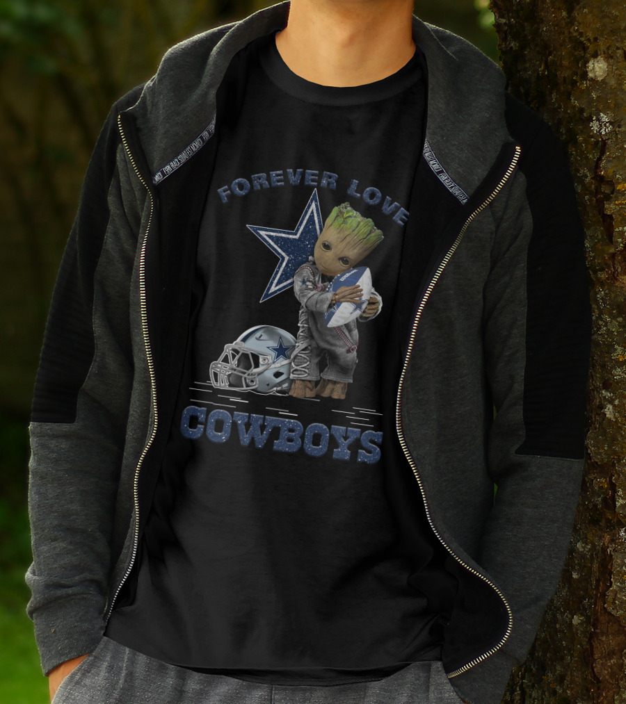 Forever Love Cowboys Groot Football Helmet Star T-Shirt