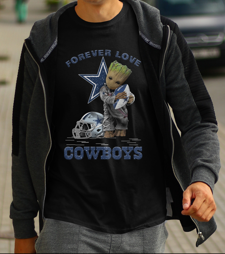 Forever Love Cowboys Groot Football Helmet Star T-Shirt