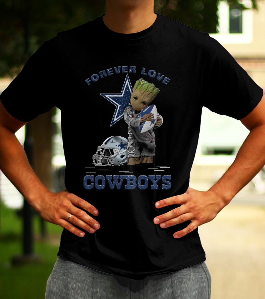 Forever Love Cowboys Groot Football Helmet Star T-Shirt