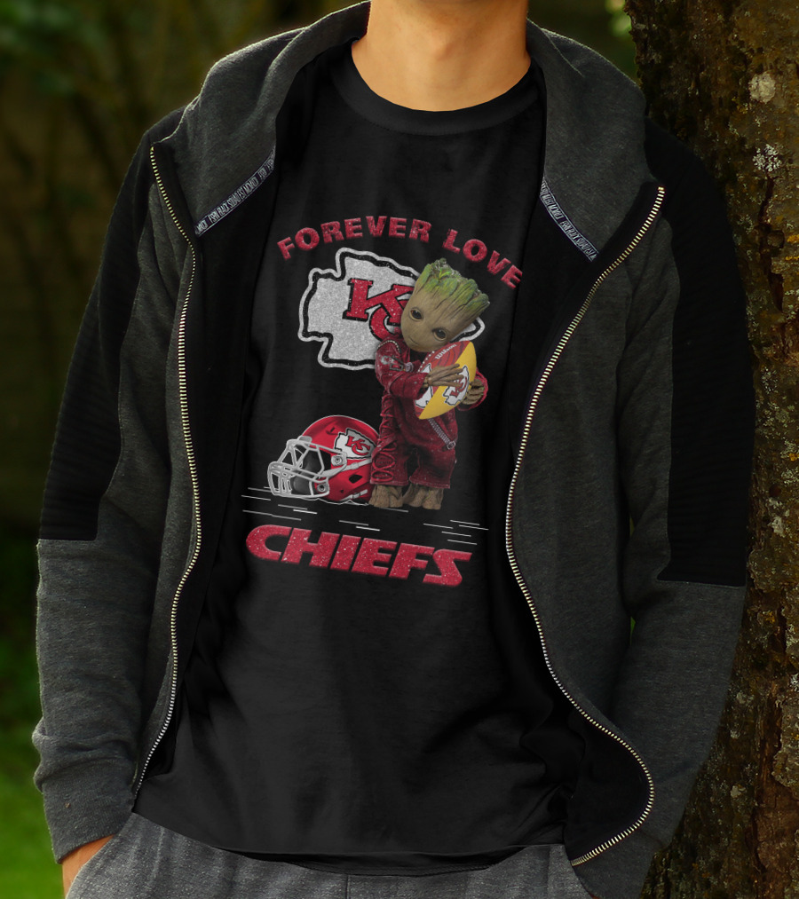 Forever Love Kansas City Chiefs Groot Football Helmet T-Shirt