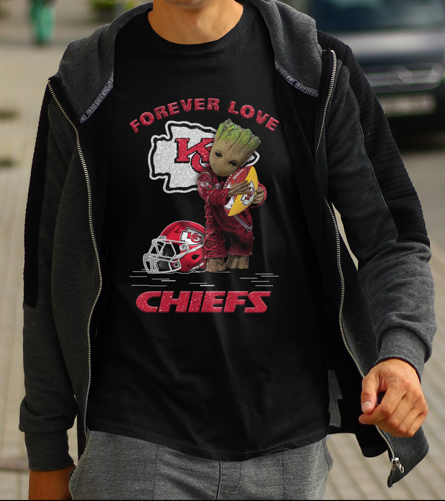 Forever Love Kansas City Chiefs Groot Football Helmet T-Shirt