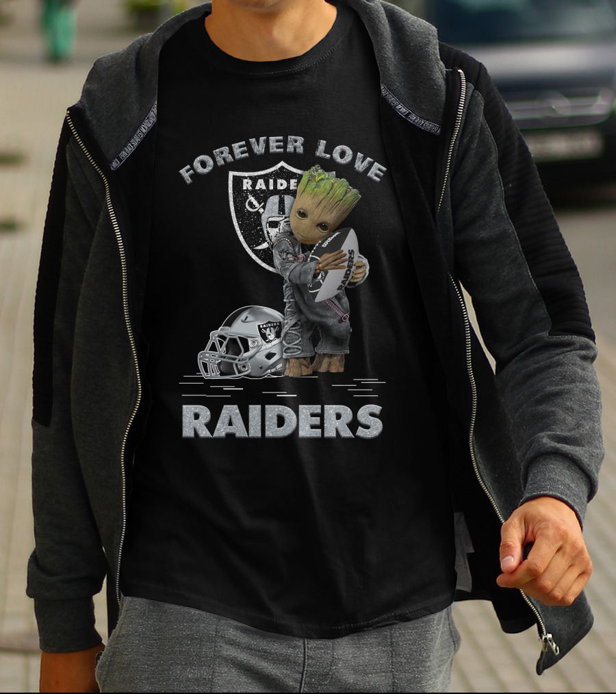 Forever Love Raiders Groot Holding Football Helmet T-Shirt