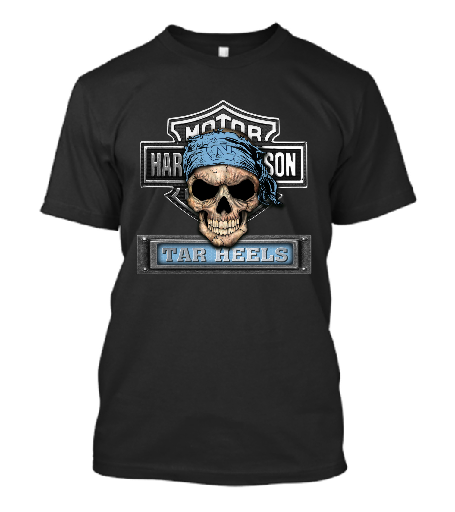 Motor Harbor Tar Heels Skull Bandana North Carolina Tar Heels T-Shirt