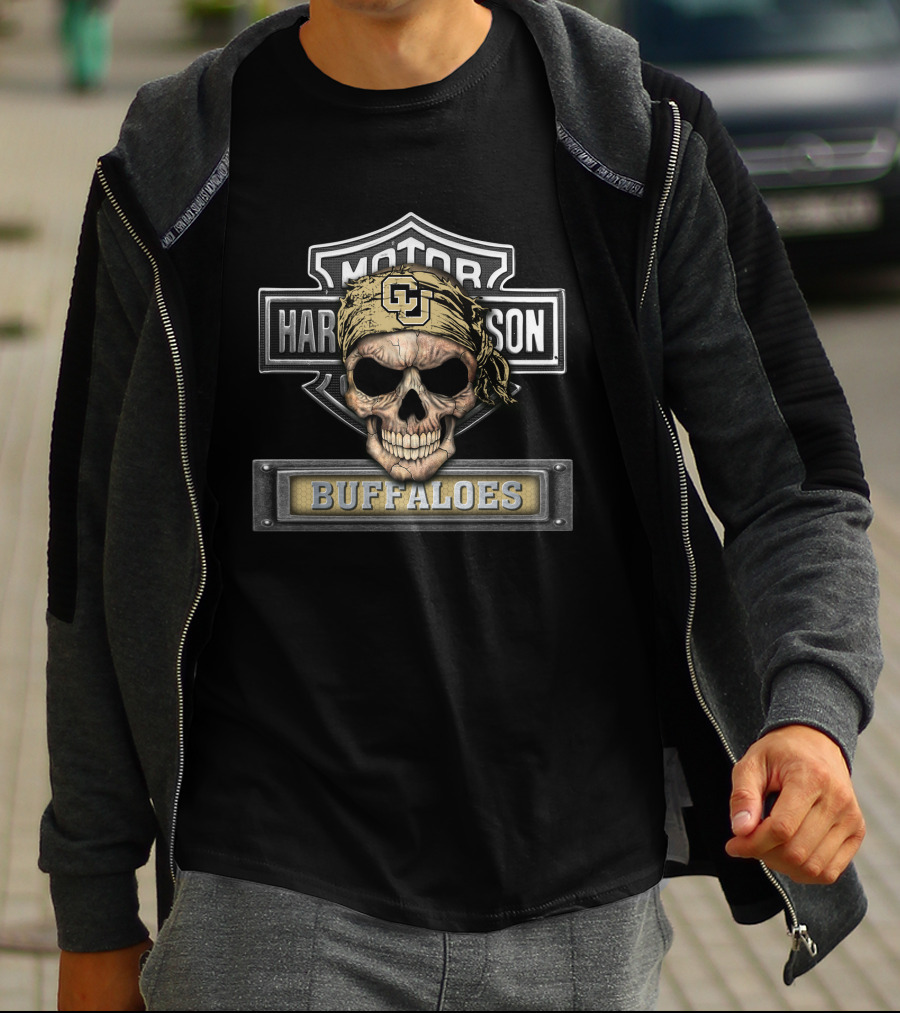 Cu Buffaloes Skull Harley Davidson Ncaa Colorado T-Shirt