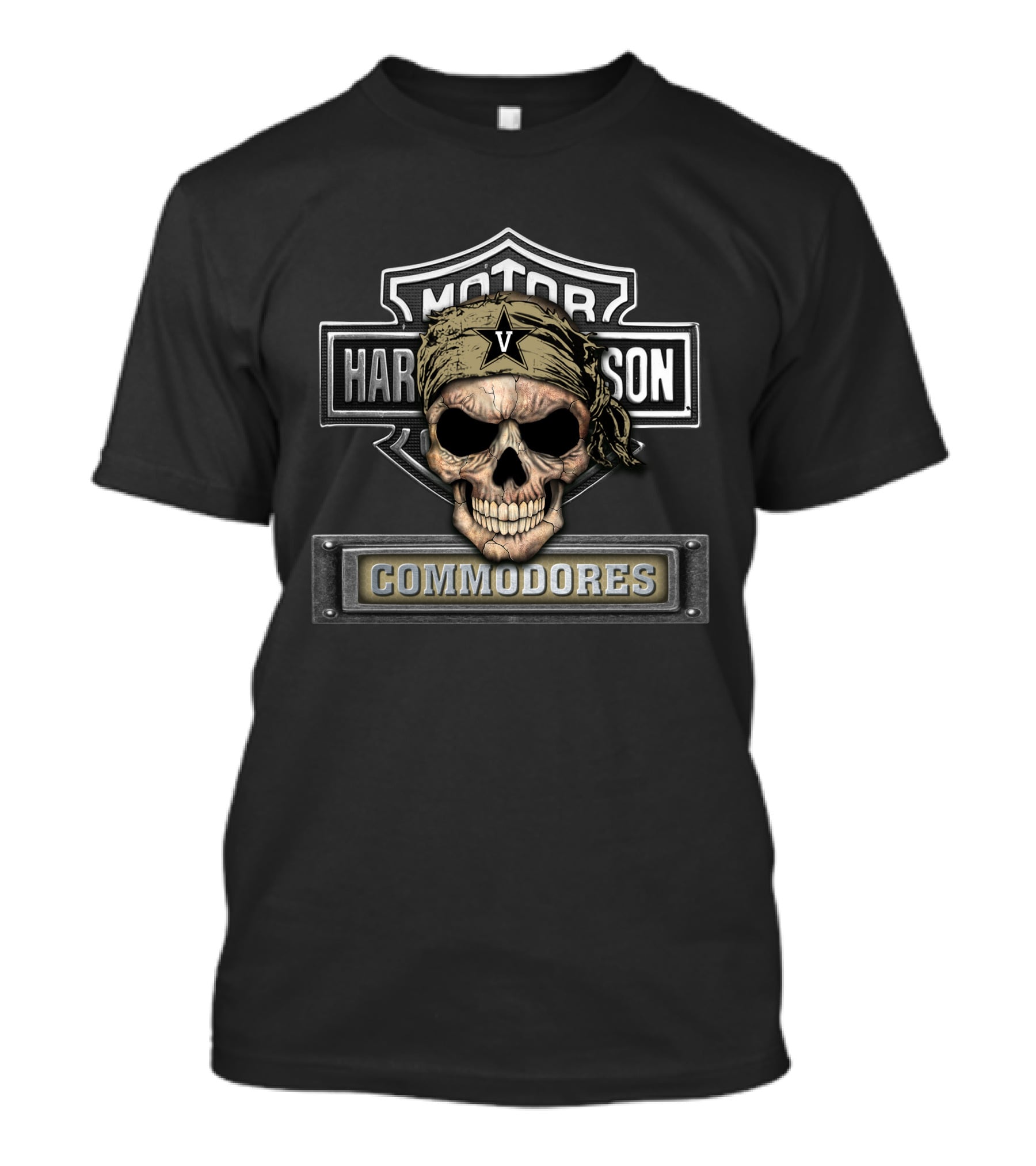 Hd Ncaa Vanderbilt Commodores Skull Motor Harley Davidson T-Shirt