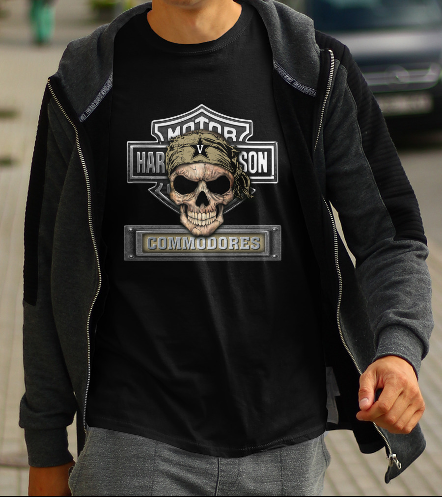 Hd Ncaa Vanderbilt Commodores Skull Motor Harley Davidson T-Shirt