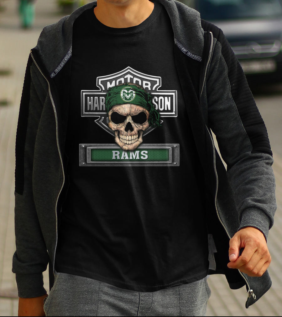 Motor Harley Davidson Colorado State Rams Skull T-Shirt