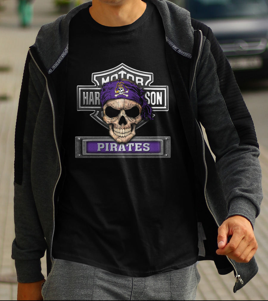 Motor Harley Davidson Ecu Pirates Skull T-Shirt