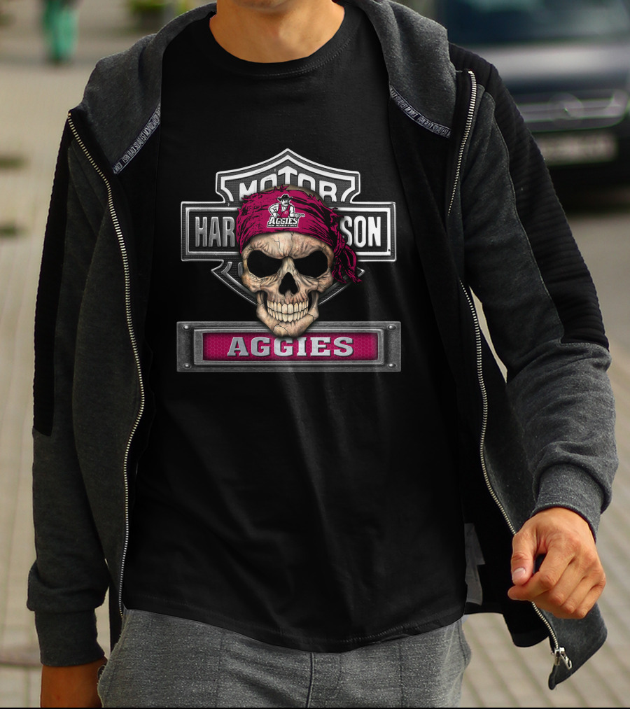 Motor Aggies Skull Bandana Harley Davidson New Mexico State T-Shirt