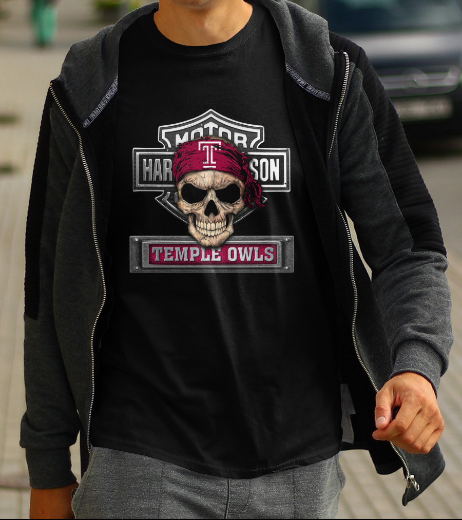 Motor Harley Davidson Skull Temple Owls T-Shirt