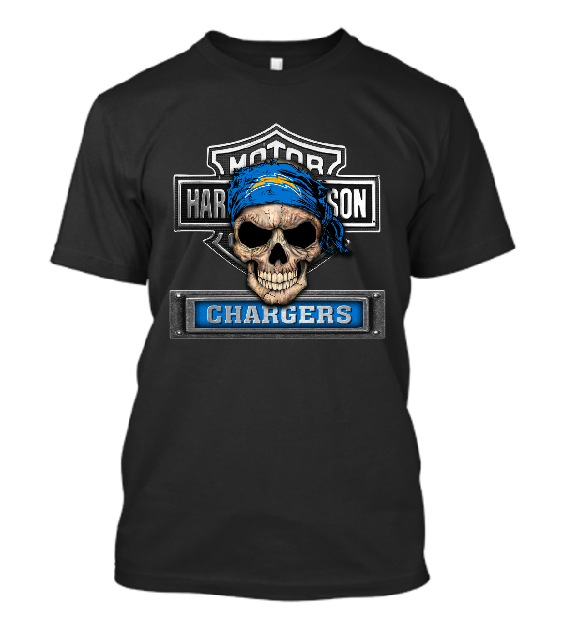 Motor Harley Davidson Chargers Los Angeles Hd Nfl Skull Bandana T-Shirt