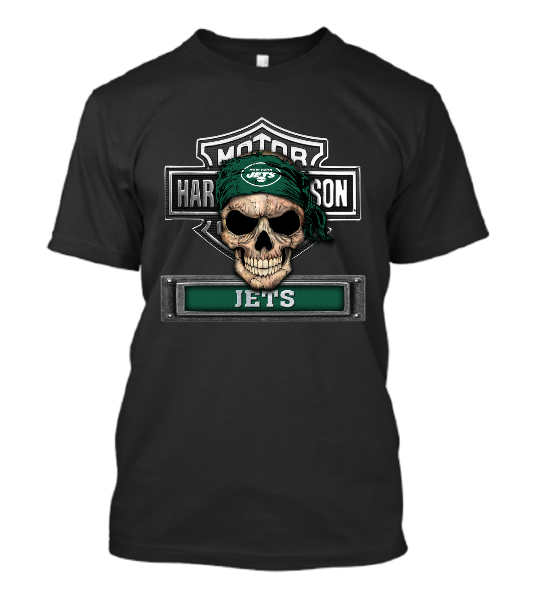 Motor Harley Davidson Skull New York Jets Nfl T-Shirt