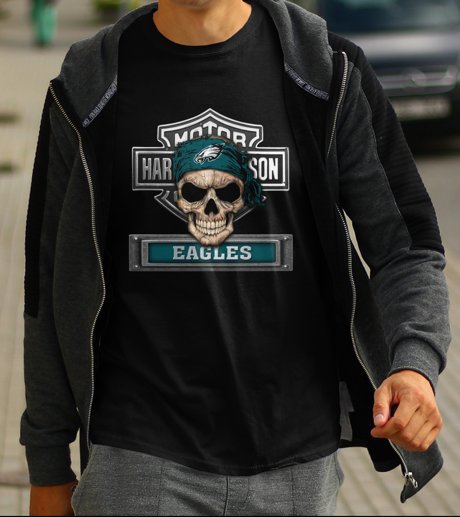 Harley Davidson Motor Skull Eagles Nfl Philadelphia Eagles T-Shirt