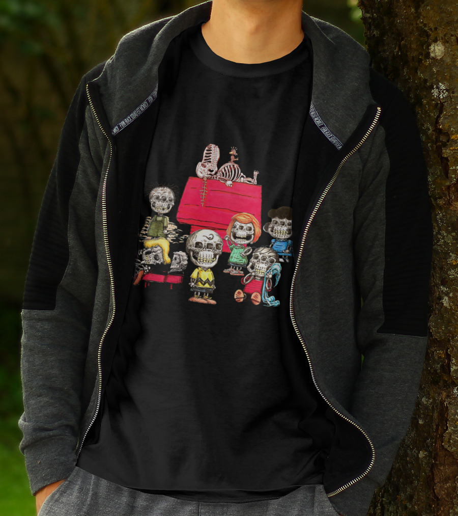 Skeleton Family Peanuts Halloween Spooky Characters T-Shirt