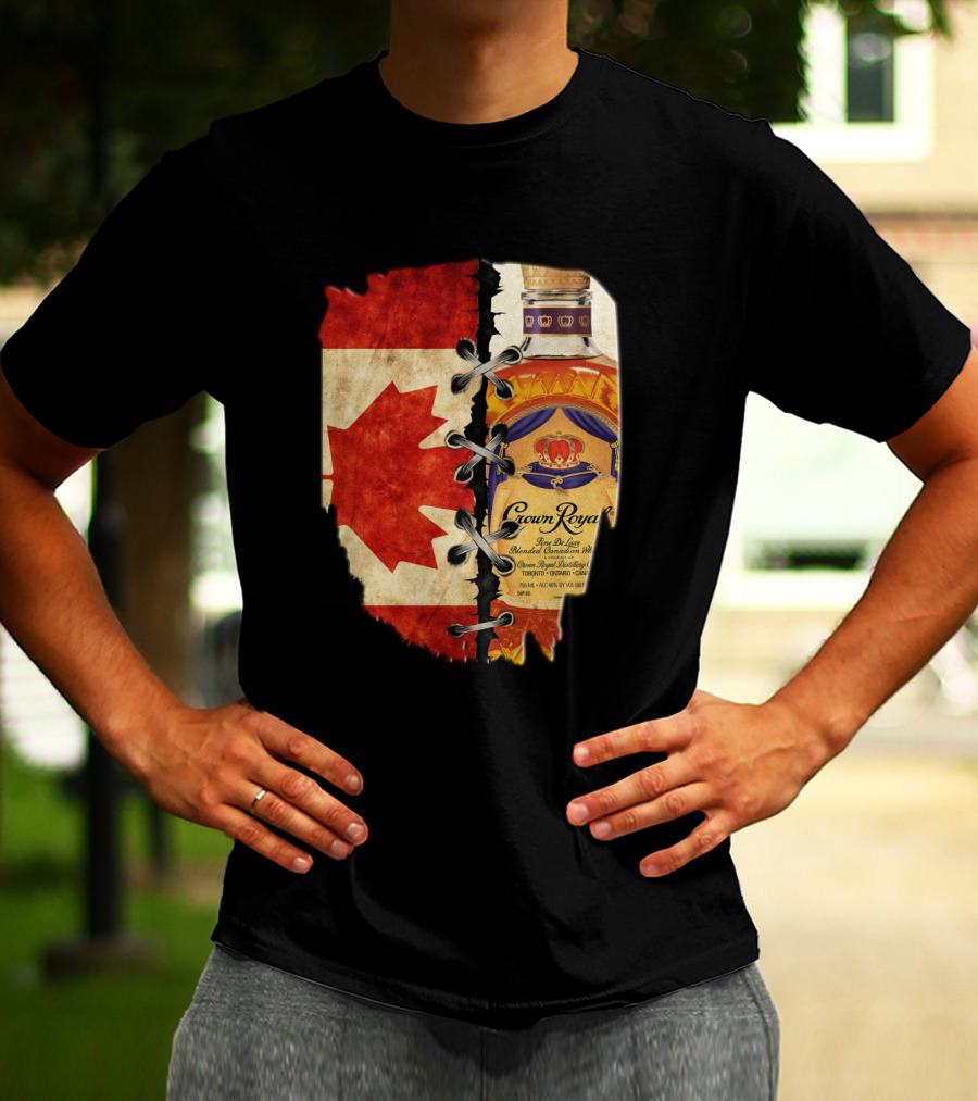 Crown Royal Canadian Flag Maple Leaf Bottle T-Shirt