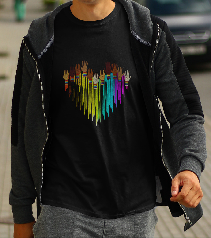 Come Together Hands Diversity Heart Rainbow Colors T-Shirt