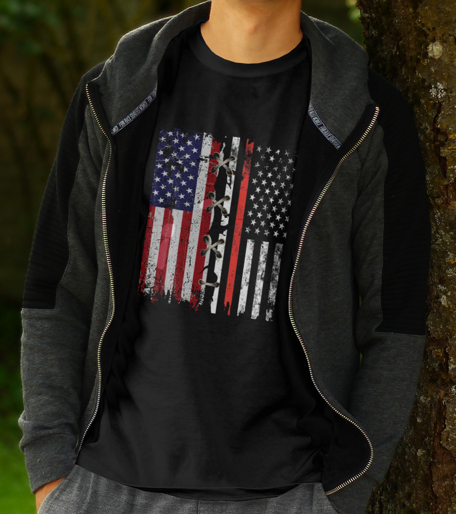 American Flag Thin Red Line Lace T-Shirt