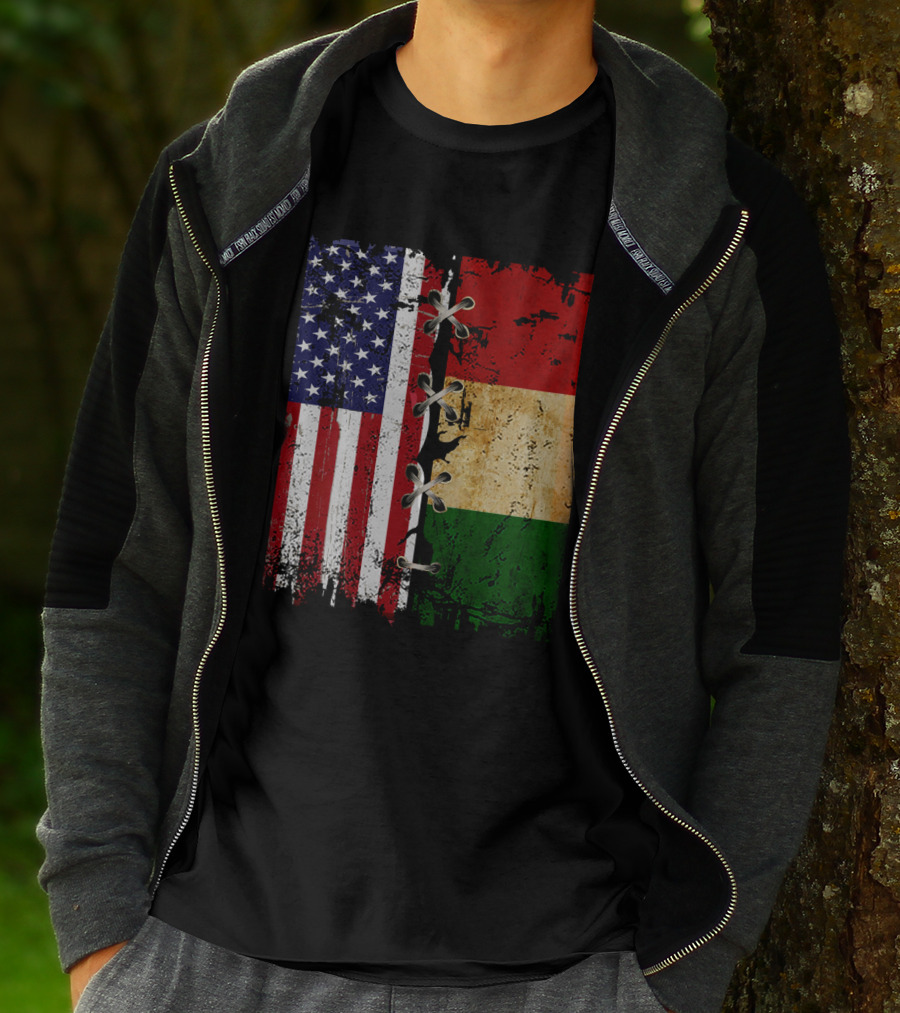 American Italian Flags United In T-Shirt