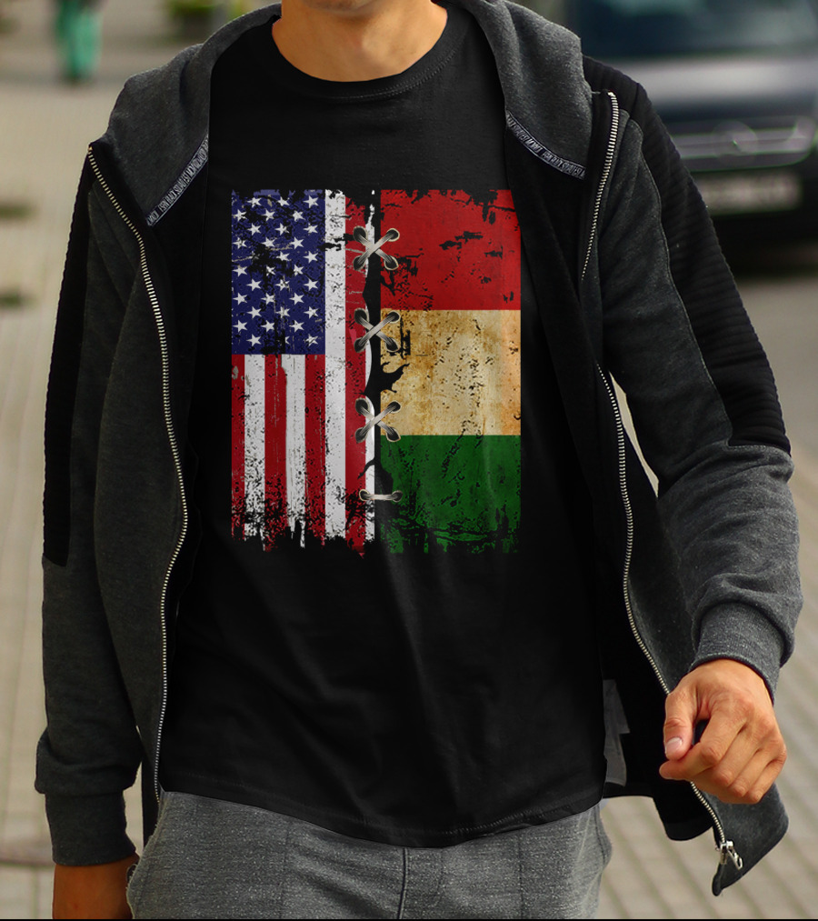 American Italian Flags United In T-Shirt