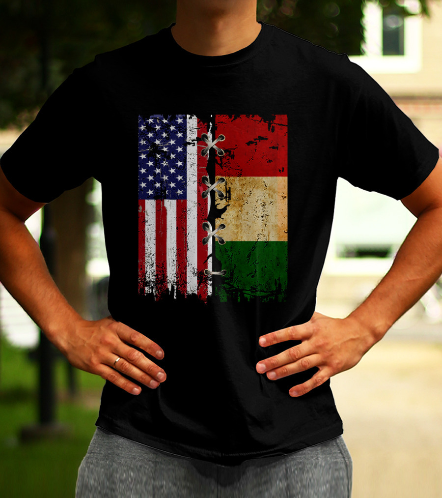 American Italian Flags United In T-Shirt