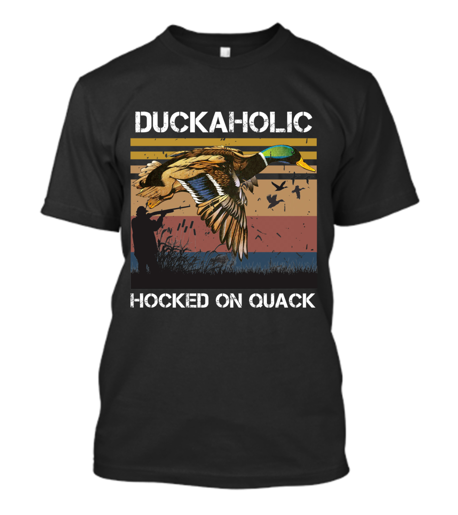 DUCKAHOLIC HOOKED ON QUACK Hunter And Flying Ducks T-Shirt