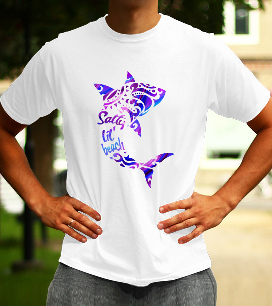 Salty Lil' Beach Shark Polynesian Tribal T-Shirt