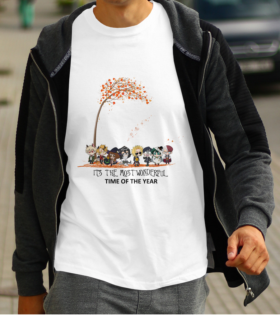 It's The Most Wonderful Time Of The Year Anime Character Gathering Under Autumn Tree T-Shirt